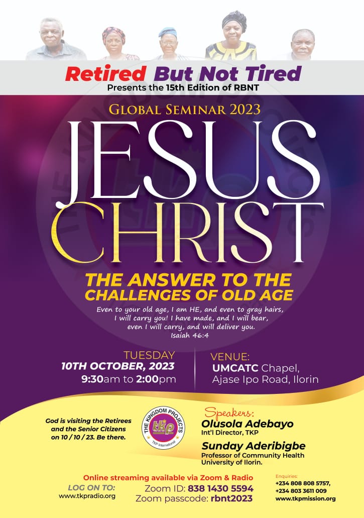 JESUS CHRIST: the answer to the challenges of old age.